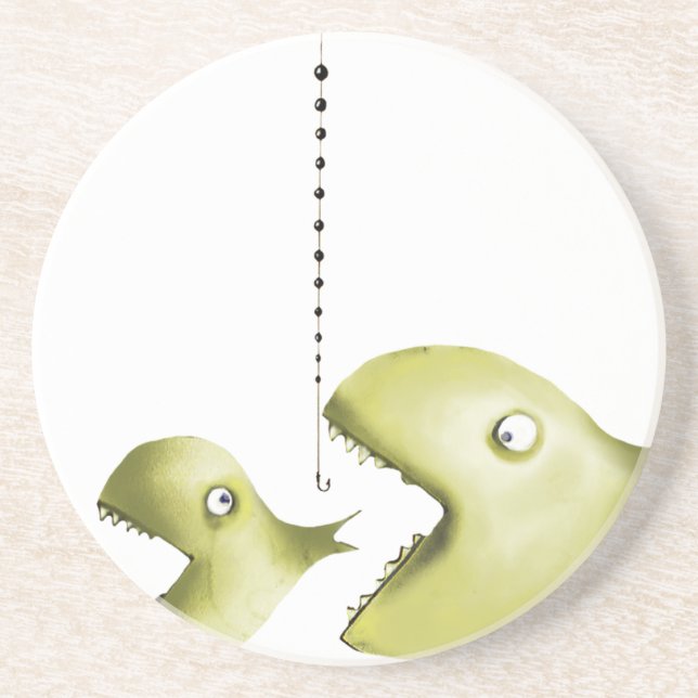 Dessous De Verre En Grès poissons et ligne de pêche (Devant)