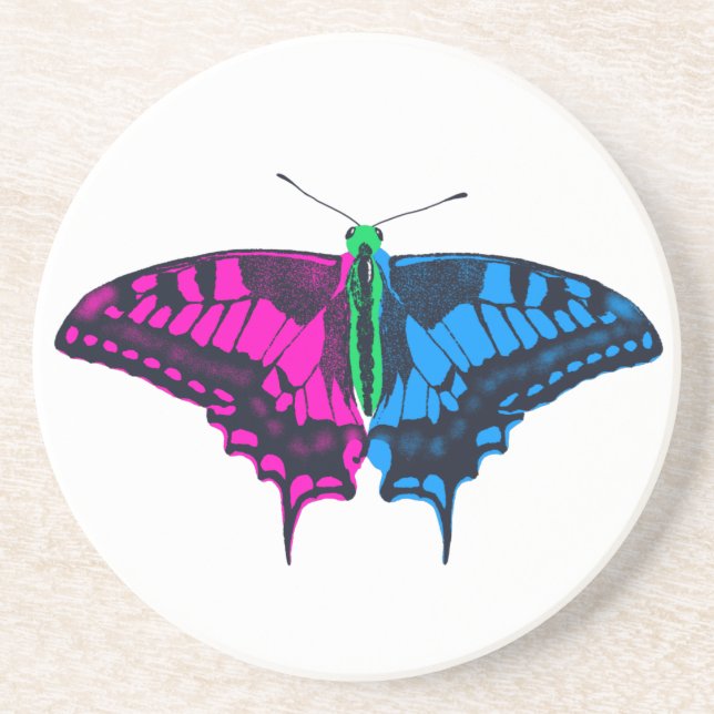 Dessous De Verre En Grès Polysexual Pride Flag Swallowtail Butterfly (Devant)