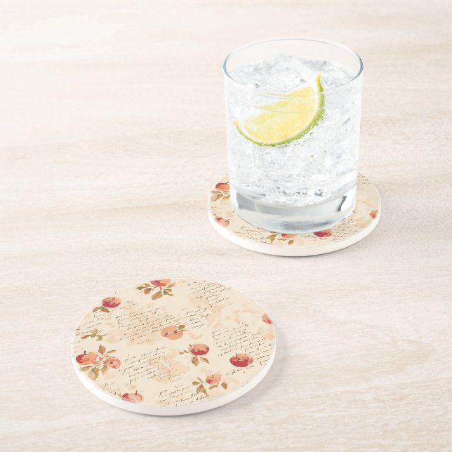 Dessous De Verre En Grès Pommes rouges françaises  (Côté)