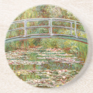 Dessous De Verre En Grès Pont au-dessus d'un étang des nénuphars, Claude