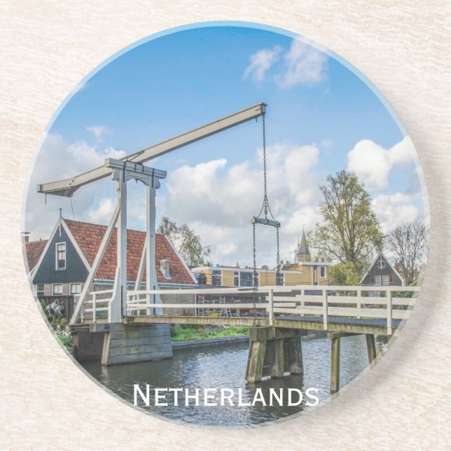 Dessous De Verre En Grès Pont hollandais en bois levant à Pays-Bas (Devant)