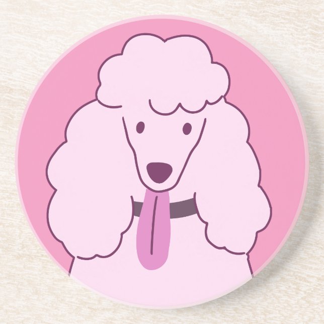 Dessous De Verre En Grès Poodle rose (Devant)