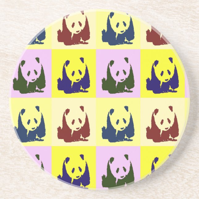 Dessous De Verre En Grès Pop Art Baby Pandas (Devant)