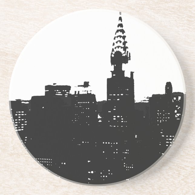 Dessous De Verre En Grès Pop Art New York Silhouette (Devant)