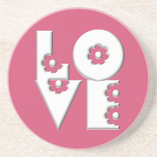 Dessous De Verre En Grès Pop Puffy Floral LOVE Carré