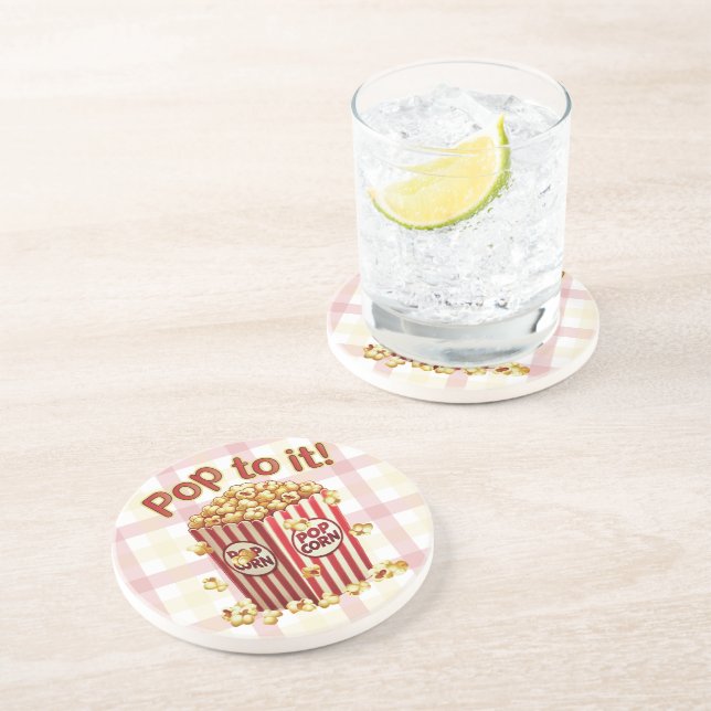 Dessous De Verre En Grès Poppin' avec Style - "Pop to it!" (Côté)