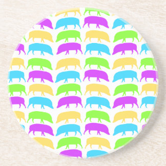 Dessous De Verre En Grès Porcs multicolores jaune vert pourpre bleu Caste