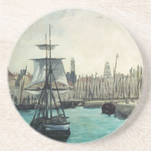 Dessous De Verre En Grès Port de Calais par Manet, Art Impressionniste Vint