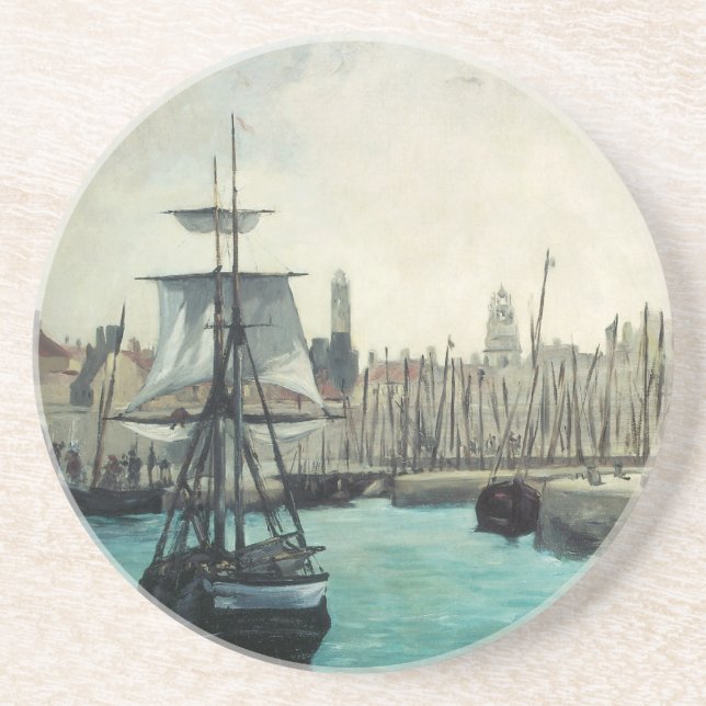 Dessous De Verre En Grès Port de Calais par Manet, Art Impressionniste Vint (Devant)