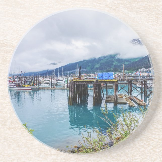 Dessous De Verre En Grès Port de Whittier en Alaska (Devant)