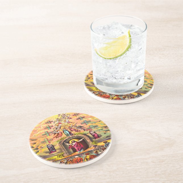 Dessous De Verre En Grès Porte du Ciel Jésus embrassé par les anges (Côté)