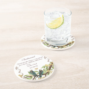 Dessous De Verre En Grès Porte-verre oiseaux vintage sarcelle pour réceptio