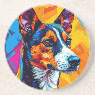 Dessous De Verre En Grès Portrait abstrait de chien Basenji