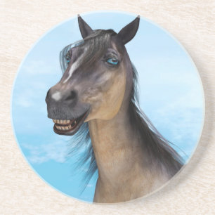 Dessous De Verre En Grès Portrait d'art humoristique de cheval souriant