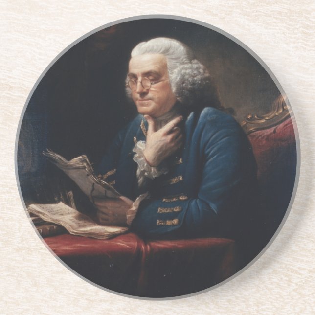 Dessous De Verre En Grès Portrait de pouce, Benjamin Franklin Père fondateu (Devant)