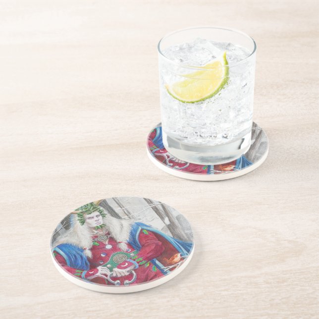 Dessous De Verre En Grès Portrait détaillé du roi Holly (Côté)