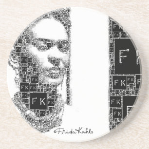 Dessous De Verre En Grès Portrait noir et blanc de Frida Kahlo