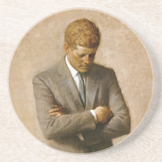 Dessous De Verre En Grès Portrait officiel de John F. Kennedy par Aaron (Devant)