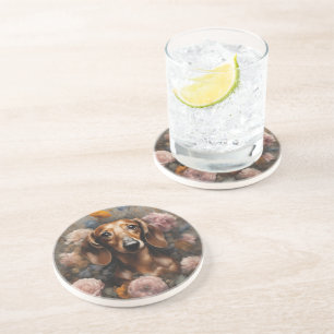 Dessous De Verre En Grès Portraits de race de chien fleur 1