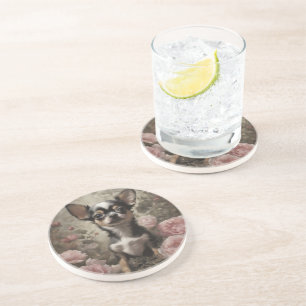 Dessous De Verre En Grès Portraits de race de chien fleur 9