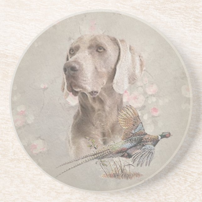Dessous De Verre En Grès Poster Weimaraner Tapestry Bouton d'impression acr (Devant)