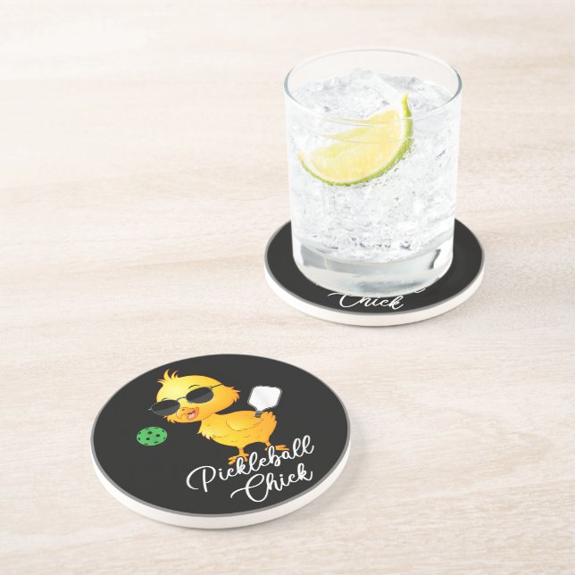 Dessous De Verre En Grès Poulette de Pickleball Drôle de Pickleball (Côté)