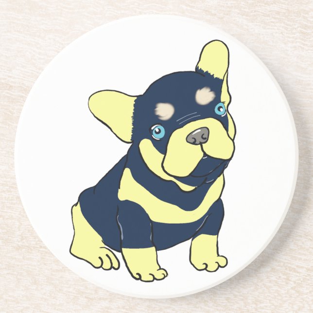 Dessous de verre en grès pour chiot bouledogue fra (Devant)