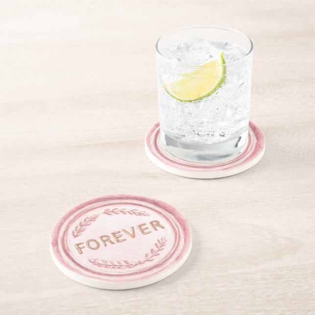 Dessous De Verre En Grès Pour toujours en or rose (Côté)
