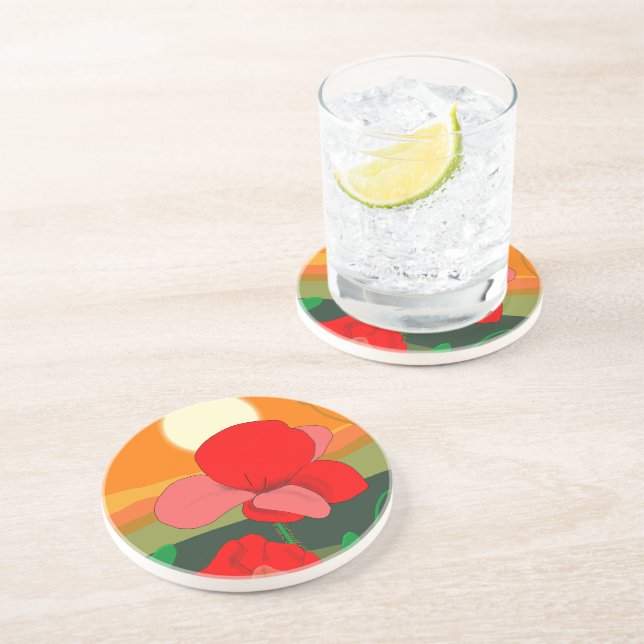 Dessous De Verre En Grès pré au coucher du soleil (Côté)