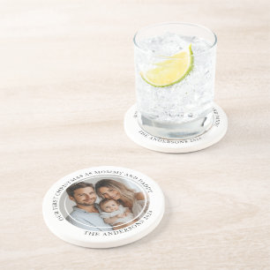 Dessous De Verre En Grès Premier Noël Comme Maman Et Papa Photo Personnalis