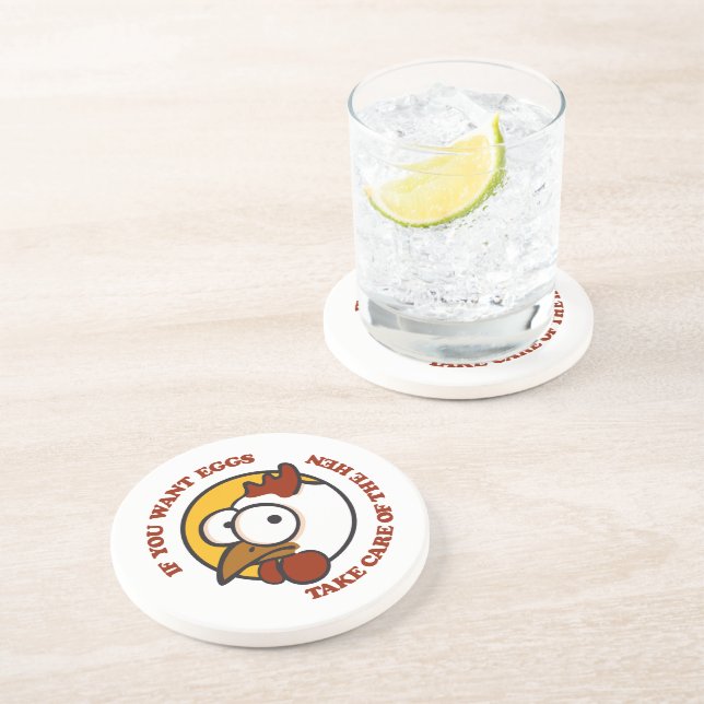 Dessous De Verre En Grès Prenez soin de la poule 1 (Côté)