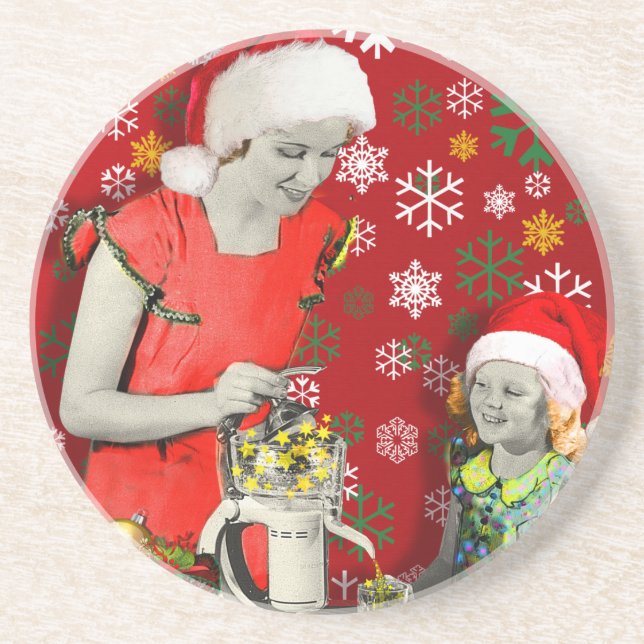 Dessous De Verre En Grès Pressez vos Noël (Devant)