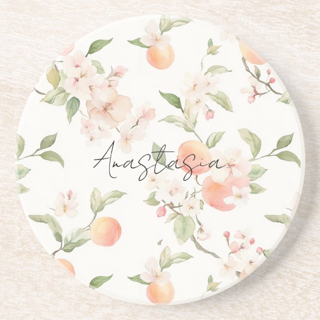 Dessous De Verre En Grès Pretty Peaches Floral (Devant)
