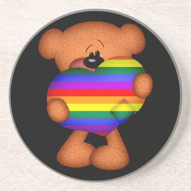 Dessous De Verre En Grès Pride Coeur Teddy Ours (Devant)