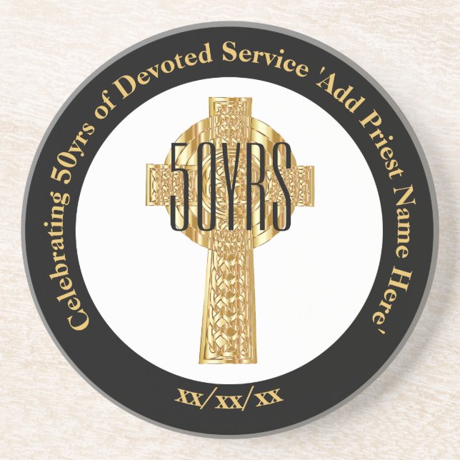 Dessous De Verre En Grès Priest Golden Jubilee 50e Cabinet Anniversary (Devant)