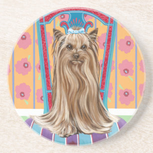 Dessous De Verre En Grès Princesse de la Couronne Yorkie