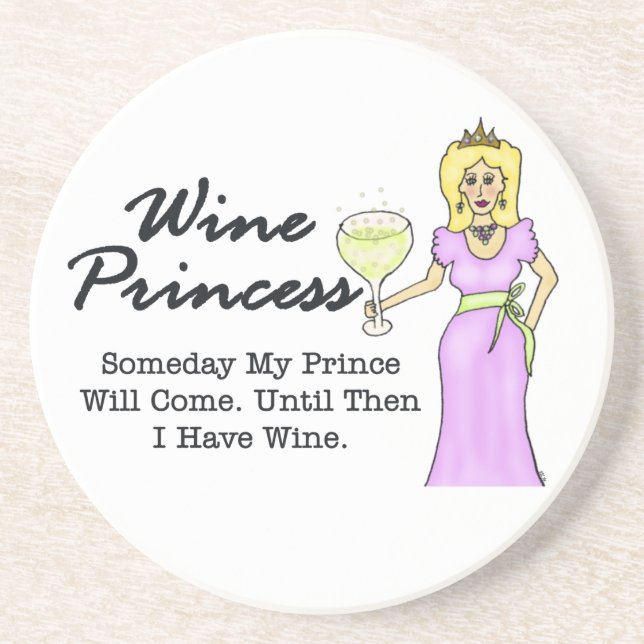 Dessous De Verre En Grès Princesse de vin "un jour mon prince " (Devant)