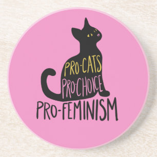 Dessous De Verre En Grès Pro-chats pro-choix pro-féminisme chat noir