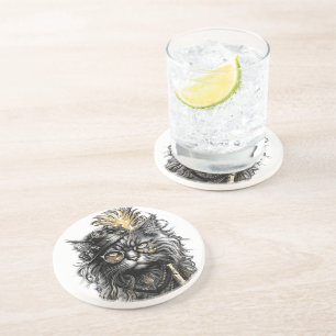 Dessous De Verre En Grès Professeur Sprocket-Paws Le Chat Steampunk Funky