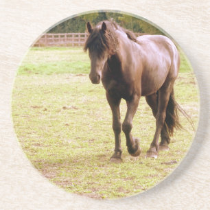 Dessous De Verre En Grès Promenade à cheval Brown relaxante