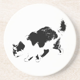 Dessous De Verre En Grès Promenade de chats d'encre dans la lumière d'autom