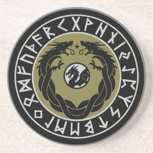 Dessous De Verre En Grès Protection de Rune Viking Dragon
