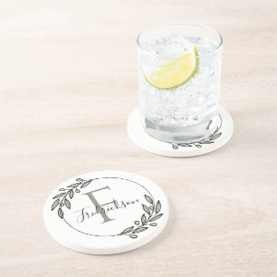 Dessous De Verre En Grès Protection de table à couronne initiale monogrammé