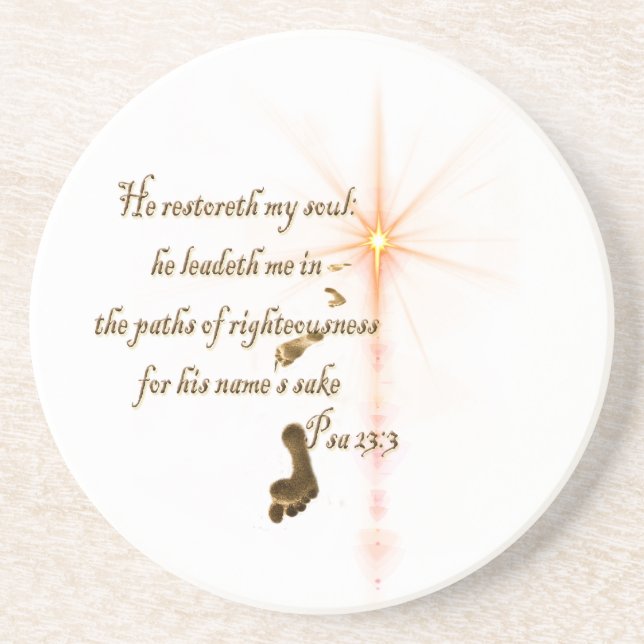 Dessous De Verre En Grès Psa 23.3 The Lord is my shepard (Devant)