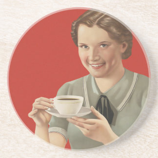 Dessous De Verre En Grès Publicité vintage sur le café