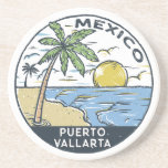Dessous De Verre En Grès Puerto Vallarta Mexique Vintage<br><div class="desc">Conception vectorielle de Puerto Vallarta. C'est une ville balnéaire mexicaine située sur la Bahía de Banderas de l'océan Pacifique dans l'État mexicain de Jalisco.</div>