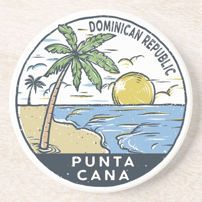 Dessous De Verre En Grès Punta Cana République Dominicaine Vintage (Devant)