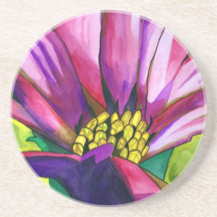 Dessous De Verre En Grès Purple African Daisy watercolor art flower