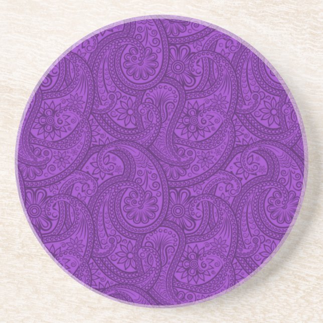 Dessous De Verre En Grès Purple Paisley (Devant)