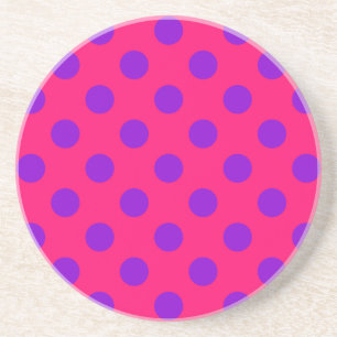 Dessous De Verre En Grès Purple polka dots on cerise